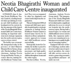 Neotia Bhagirathi Woman and Child Care Centre inaugurated